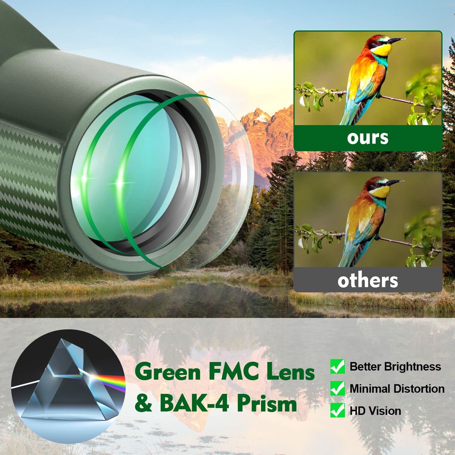 Monocular Telescope 12X56, Large View HD Monocular for Adults with Smartphone Holder Tripod Hand Strap, Compact Monocular Scope with Clear Low Light Vision, Monocular for Bird Watching Hunting Camping