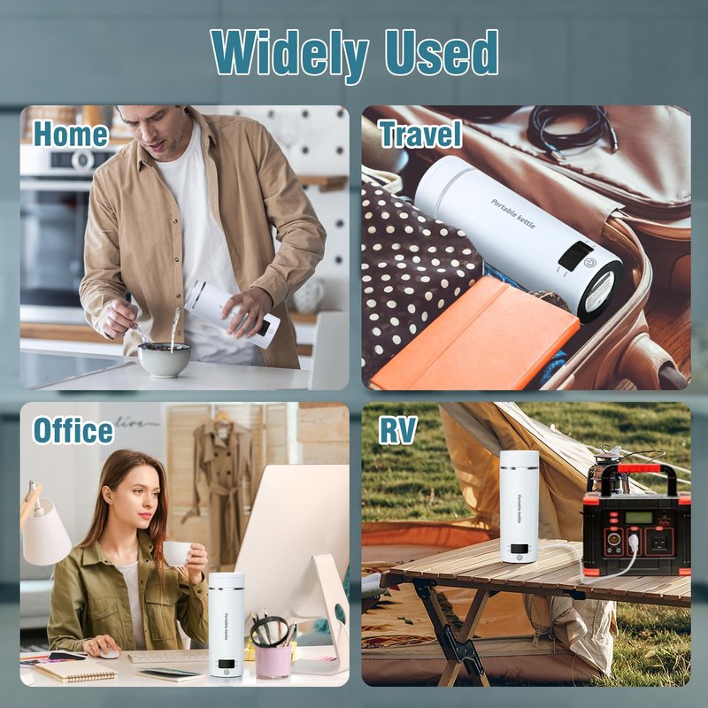 Travel Electric Kettle Portable Mini Kettle,Small Hot Water Boiler with 4 Temperature Settings,304 Stainless Steel, Fast Boiling Water with Auto Shut-Off and Boil Dry Protection,400ML