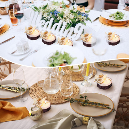 MTLEE 50 Pcs Wedding Favor Candle Holders, Rustic Wooden Wedding Bridal Shower Party Souvenirs Favors Candle Gifts for Guests