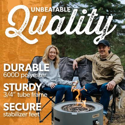 Kuma Outdoor Gear Kozy Bear Chair with Carry Bag, Ultimate Portable Luxury Outdoor Double Camping Chair for Glamping, Sports & Outdoor Adventures (Heather Grey/Black)
