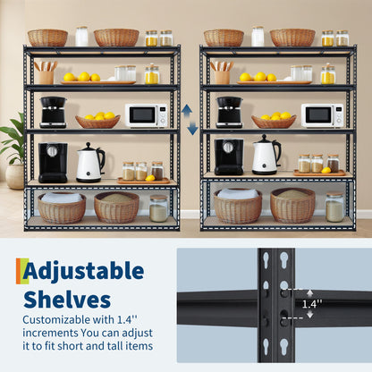 PeakPursuit Storage Shelving Unit, 5-Tier Adjustable Metal Storage Shelves, 60" L x 24" W x 72" H Heavy Duty Garage Storage Shelves for Kitchen Pantry Basement Bathroom Laundry