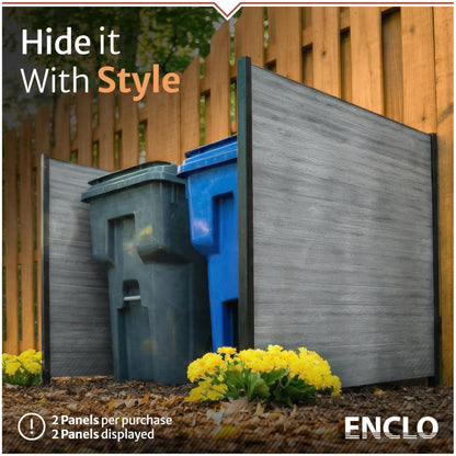 Enclo Privacy Screens EC18002 Lincoln WoodTek Vinyl Outdoor Privacy Screen, Conceals Trash Bins and A/C Units, Full-Coverage No-Dig Kit 3.5ft H x 3.5ft W, Charcoal Color (2-Panels)