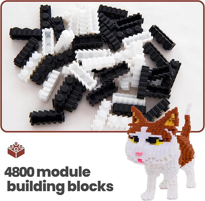 Cat Micro Building Blocks Set Animal Yellow Cat DIY Mini 3D Building Toy Bricks Kit Gift for Adults and Kids4800 Pieces