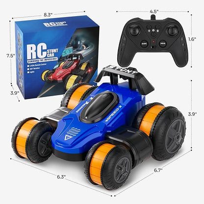High Speed Remote Control Drift Car for Kids 360 Degree Rotating Deformation Stunt RC Cars for Boys and Girls Ages 3-16 4WD Drift RC Stunt Car with Light for Christmas Birthday Party Gifts (Blue)