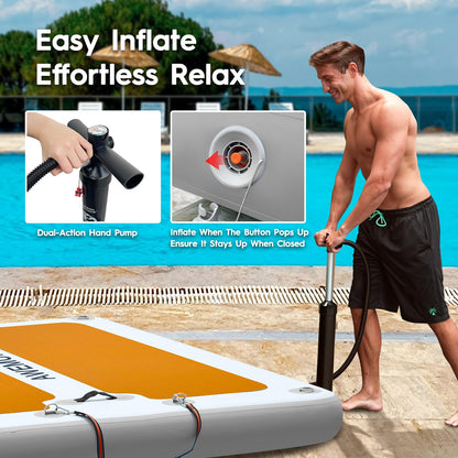 AWEMUFA 8ft x 6.6ft x 8inches Floating Dock with Non-Slip Surface, Inflatable Dock Floating Platform Water Mat Floating Island Raft for Lake Pool Beach Ocean