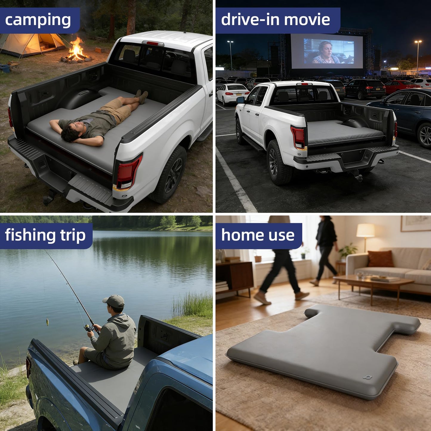 Truck Bed Mattress for 6.5-6.8Ft, Self-Inflating Mat Full-Size Short Trucks Bed for Outdoor Camping, Pickup Tent Accessories 12V Air Pump, Carry Bag, for Silverado, RAM, F Series, Sierra, Titan