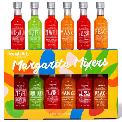 Thoughtfully Cocktails, Margarita Cocktail Mixer Gift Set, Vegan and Vegetarian, Variety of Fruit Flavors, Set of 6 (Contains NO Alcohol)