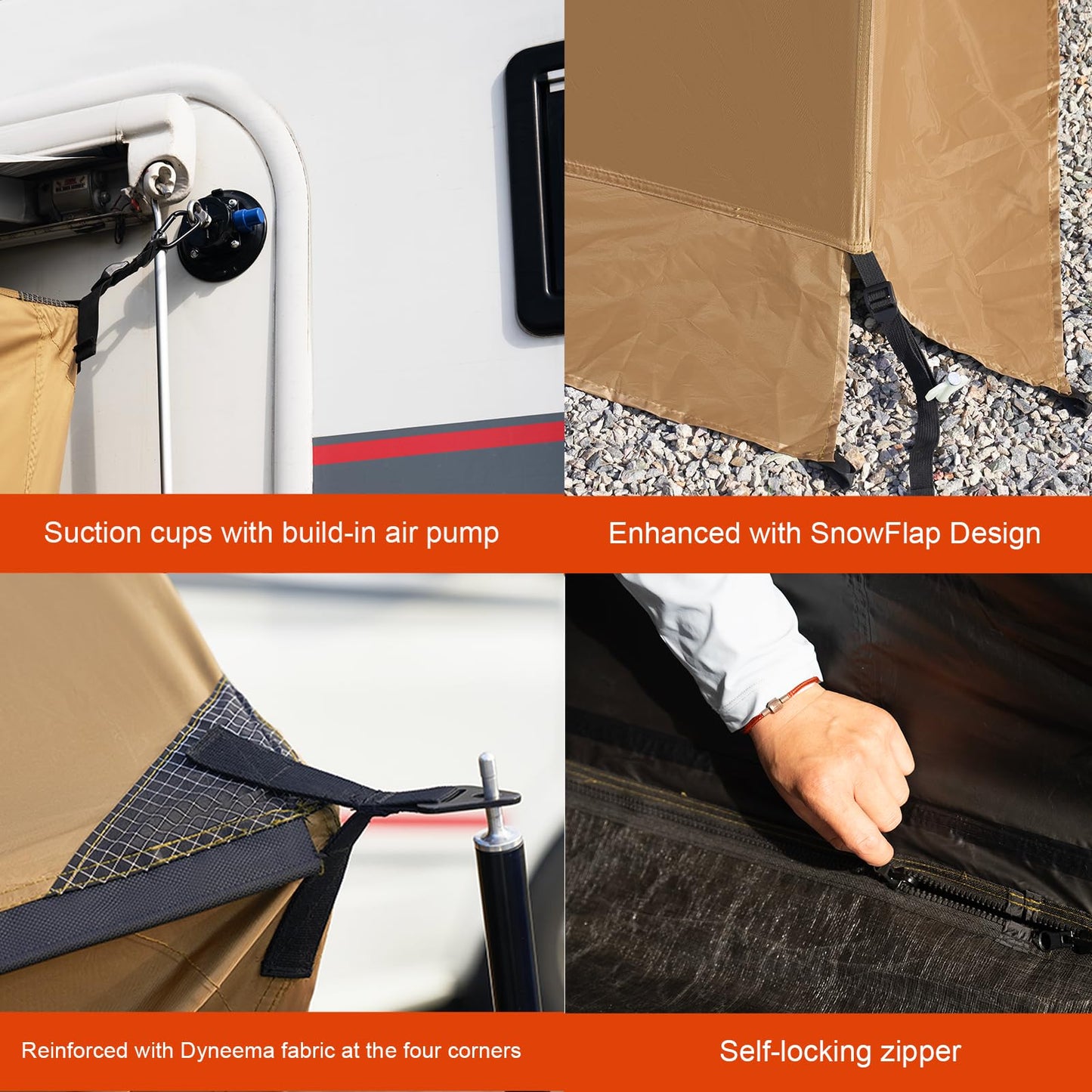 RV Awning Screen, Camper Awning Screen Room for Travel Trailer, RV Awning Tent, Sun Shade Screen for Fiamma, Thule & Dometic Awnings, Polyester Fabric, Sunproof, Windproof, Waterproof, 11.48 ft