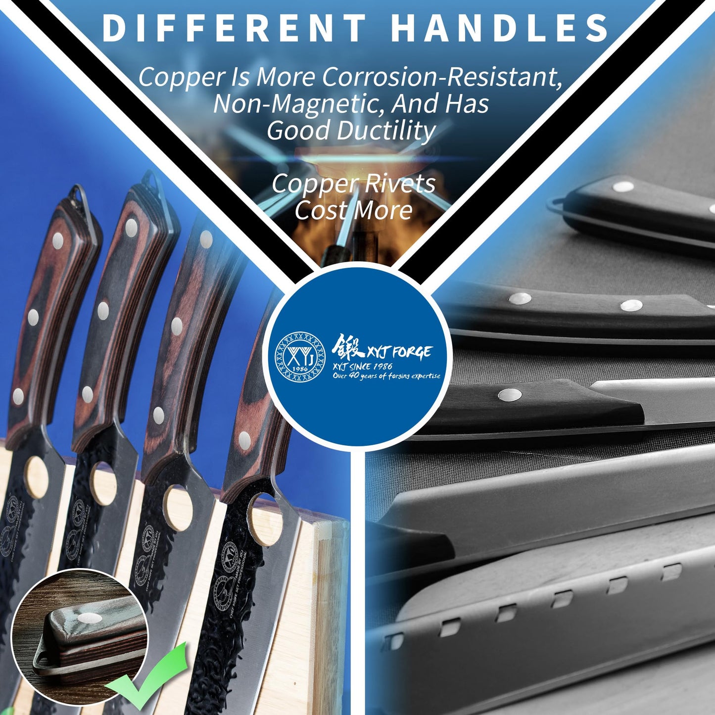 XYJ Professional Serbian Chef Knife Set with Roll Bag, Japanese Culinary Knives, Meat Cleaver, Kitchen Chopping Knife, and Protective Sleeves, Perfect for Home Cooking or Outdoor Camping (13)