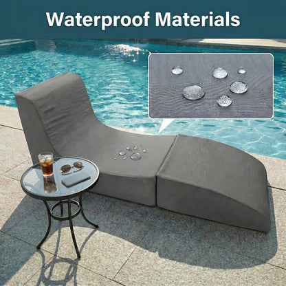 ARTETHYS Chaise Lounge Outdoor Bean Bag Chair with Back Support Small Patio Lounger Chair for Adult with Memory Foam Filled Waterproof Reading Couch Chairs for Outside, Pool, Living Room, Bedroom