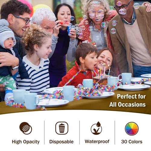 Exquisite Party Solids 6-Pack Premium Plastic Tablecloth 54in. x 108in. Rectangle Plastic Table Cover - Gold