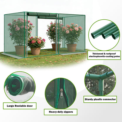 4 x 8 x 6 Ft. Crop Cage for Garden Plants – Plant Protection Tent with Zippered Door, Raised Bed Cover & Sturdy Frame – Wind-Resistant Garden Bed Cover for Outdoor Vegetables & Flowers