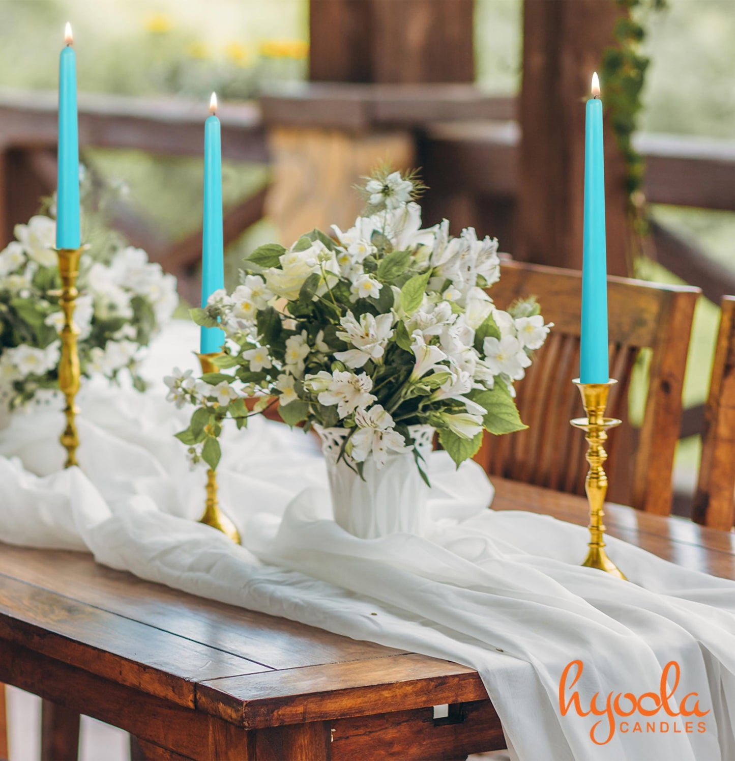 12 Pack Tall Taper Candles - 12 Inch Light Blue - Turquoise Dripless, Unscented Dinner Candle - Paraffin Wax with Cotton Wicks - 10 Hour Burn Time