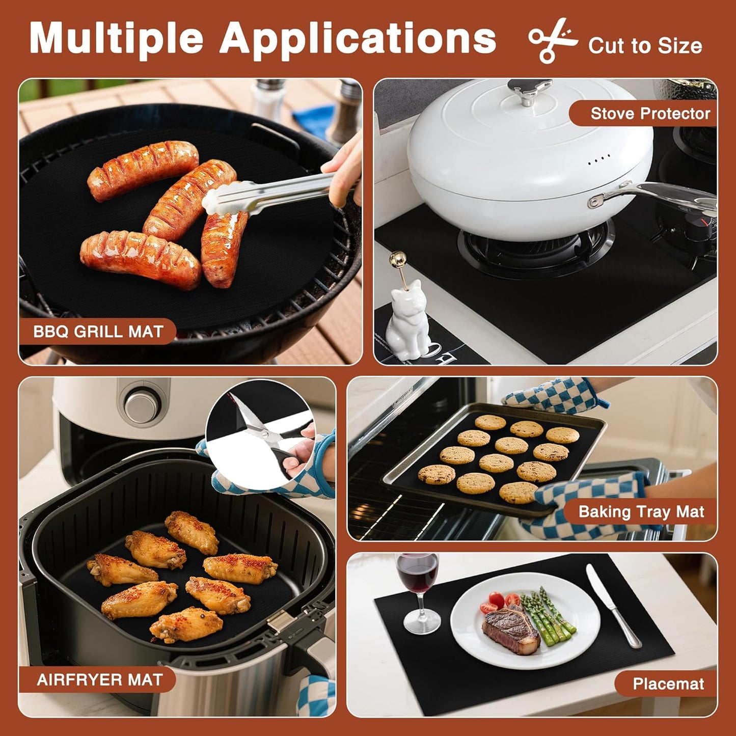 PrettyCare Oven Liners - Heavy Duty Non-Stick Mats, 3 Pack 16.25”x23” | BPA & PFOA Free Kitchen Accessory