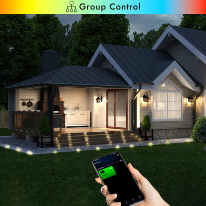 FVTLED WiFi Deck Lights, WiFi Controlled 30pcs Low Voltage LED Deck Lights Kit Φ1.38 Outdoor Recessed Step Stair Warm White LED Lighting Compatible with Alexa Google Home, Black