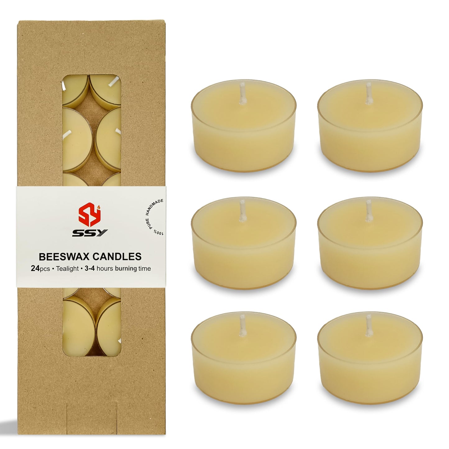 Beige Tea Lights Set of 24, Vanilla Scented Tealight Candles, Handmade Tea Candles, Long Burning Tealights for Romantic Wedding Home Decor Gift