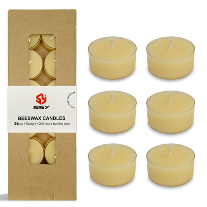 Beige Tea Lights Set of 24, Vanilla Scented Tealight Candles, Handmade Tea Candles, Long Burning Tealights for Romantic Wedding Home Decor Gift
