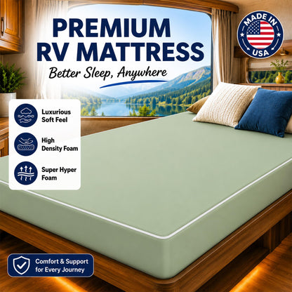 Greaton, 10-Inch Gel Memory Foam RV Mattress Replacement with Vinyl Cover, Medium Firm & Waterproof, Travel Camper Trailer Truck and Bunk, Pressure-Relief Support, Made in USA, 75" x 34"