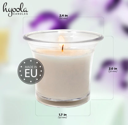 Hyoola Votive Candles - White Votives in Clear Cup - 12 Hour Burn Time Unscented Votive Candles Bulk - Pack of 12 Small Candles in Bulk - Made in Europe