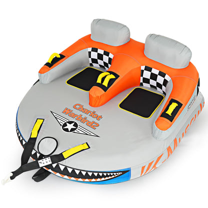 K-Musculo Towable Tubes Heavy Duty Water Tubes - 2 Person Shark Battle Tank, Boat Tubes & Towables, EVA Foam Pads, Drainage, Super Safe Handle, Quick Connector (F-1012)