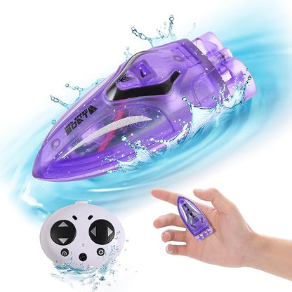 PowerTRC Mini Remote Control Boat RC Boat 360 Rotating 2.4 G Build in Rechargeable Battery Lake Swimming Pools Bathtubs Stunt Remote Control Boats