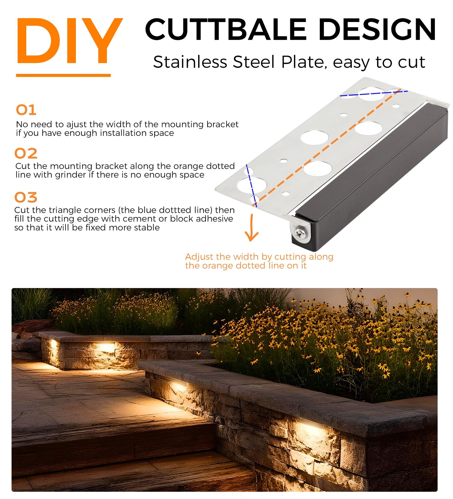 CLOUDY BAY [8 Pack] 7 Inch 5W 5CCT Hardscape Paver Light,Retainng Wall Lights Outdoor,IP65 Waterproof,2700K/3000K/3500K/4000K/5000K Selectable,12V-15 VAC/DC Low Voltage,Frost Lens Step Deck Light