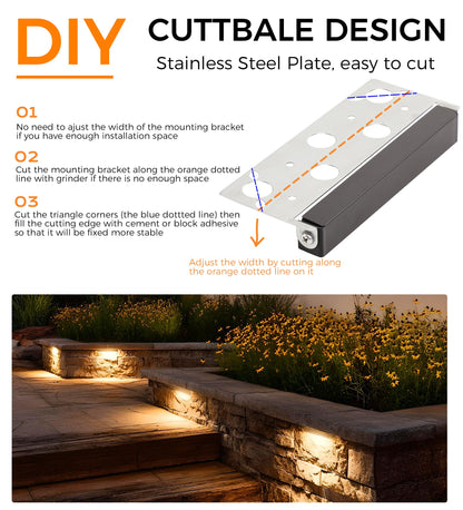 CLOUDY BAY [8 Pack] 7 Inch 5W 5CCT Hardscape Paver Light,Retainng Wall Lights Outdoor,IP65 Waterproof,2700K/3000K/3500K/4000K/5000K Selectable,12V-15 VAC/DC Low Voltage,Frost Lens Step Deck Light