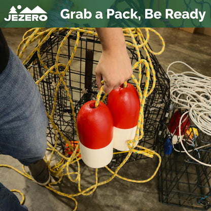 JEZERO Deep Water Fishing Floats: Great for Trail Markers, Dock Floats, Swim Buoy, Kayak Anchor Kit, Pool Buoy, Crabbing & Boats | 20 Pack - RED & White, 5" x 11" (Lfloat-RW-20PK)