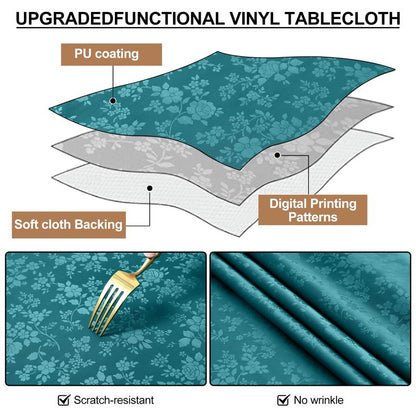 Smiry Round Table Cloth, Waterproof Heavy Duty Vinyl Tablecloths, Wipeable Washable Table Cover for Kitchen and Dining Room (Emerald Green, 60" Round)