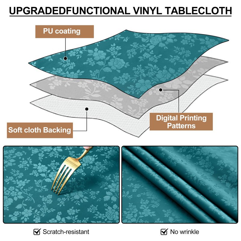 Smiry Rectangle Table Cloth, Waterproof Heavy Duty Vinyl Tablecloths, Wipeable Washable Table Cover for Kitchen and Dining Room (Emerald Green, 60" X 120")