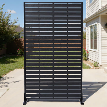 Trygoal Privacy Screen Outdoor Privacy Panel with Stand, 60" Hx35 W HDPE Decorative Freestanding Privacy Fence with Louver Pattern 5 Panels, Patio Divider Screen, Privacy Screens for Outside,Balcony