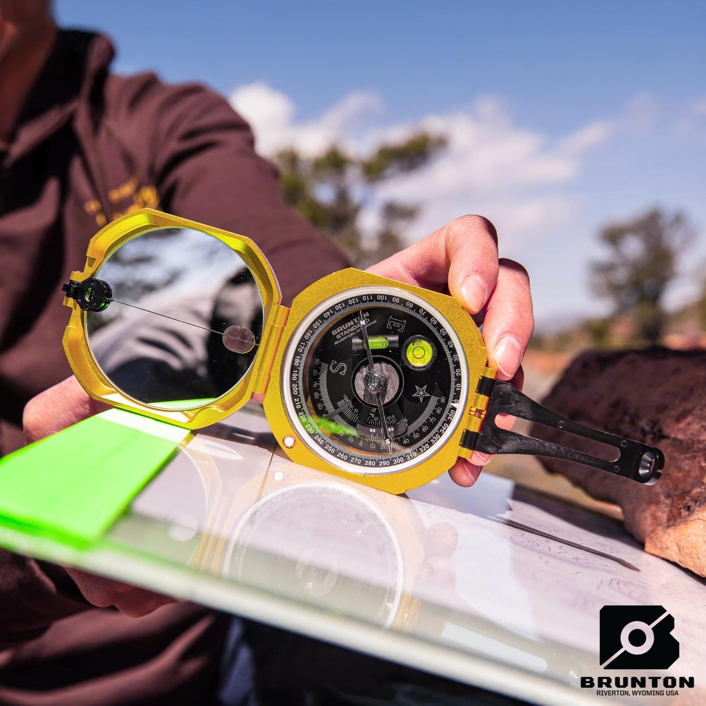 Brunton Standard Transit Azimuth Gold + Map Multi-Tool Card, Professional Geology & Field Mapping Bundle