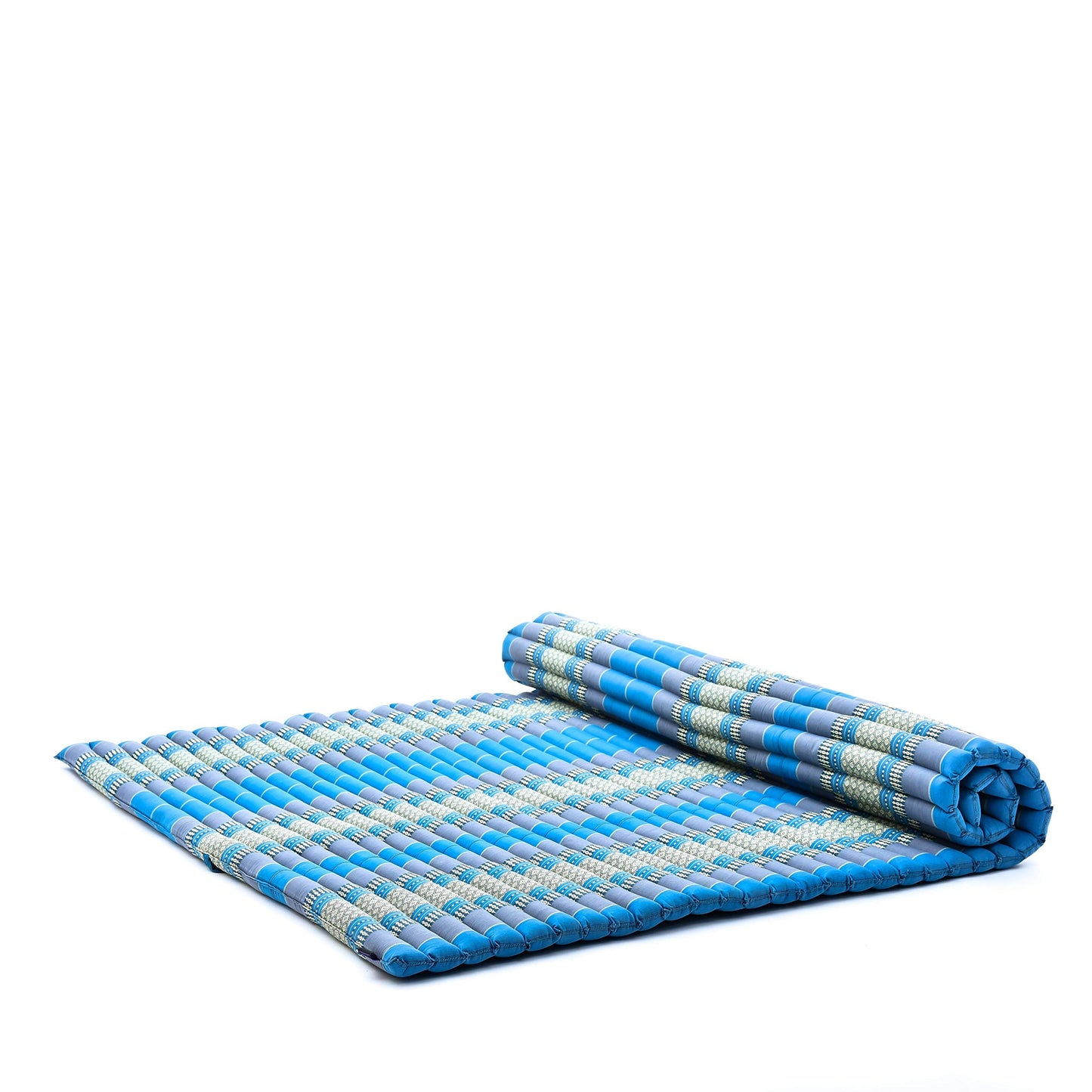 Leewadee - Foldable Floor Mattress - Japanese Roll Up Futon -Trifold Tatami Mat- Guest Floor Bed - Camping Mattress - Thai Massage Mat, Kapok Filled, 75 x 57 inches, Light Blue