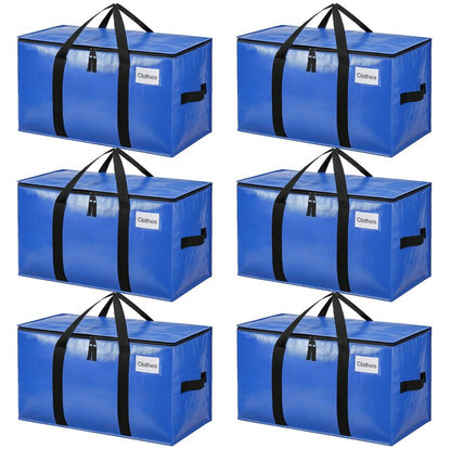 BAGAIL Heavy Duty Moving Bags with Strong Handle, Extra Large Moving Boxes, Storage Tote for Clothes, College Moving Supplies(Blue, 6 Pack)