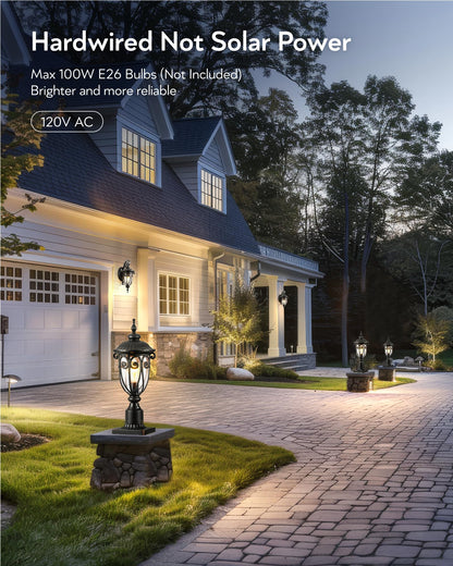 VIANIS Outdoor Post Light 2-Pack, Waterproof Dusk to Dawn, Aluminum, Oil-Rubbed Bronze, Model V82232B2