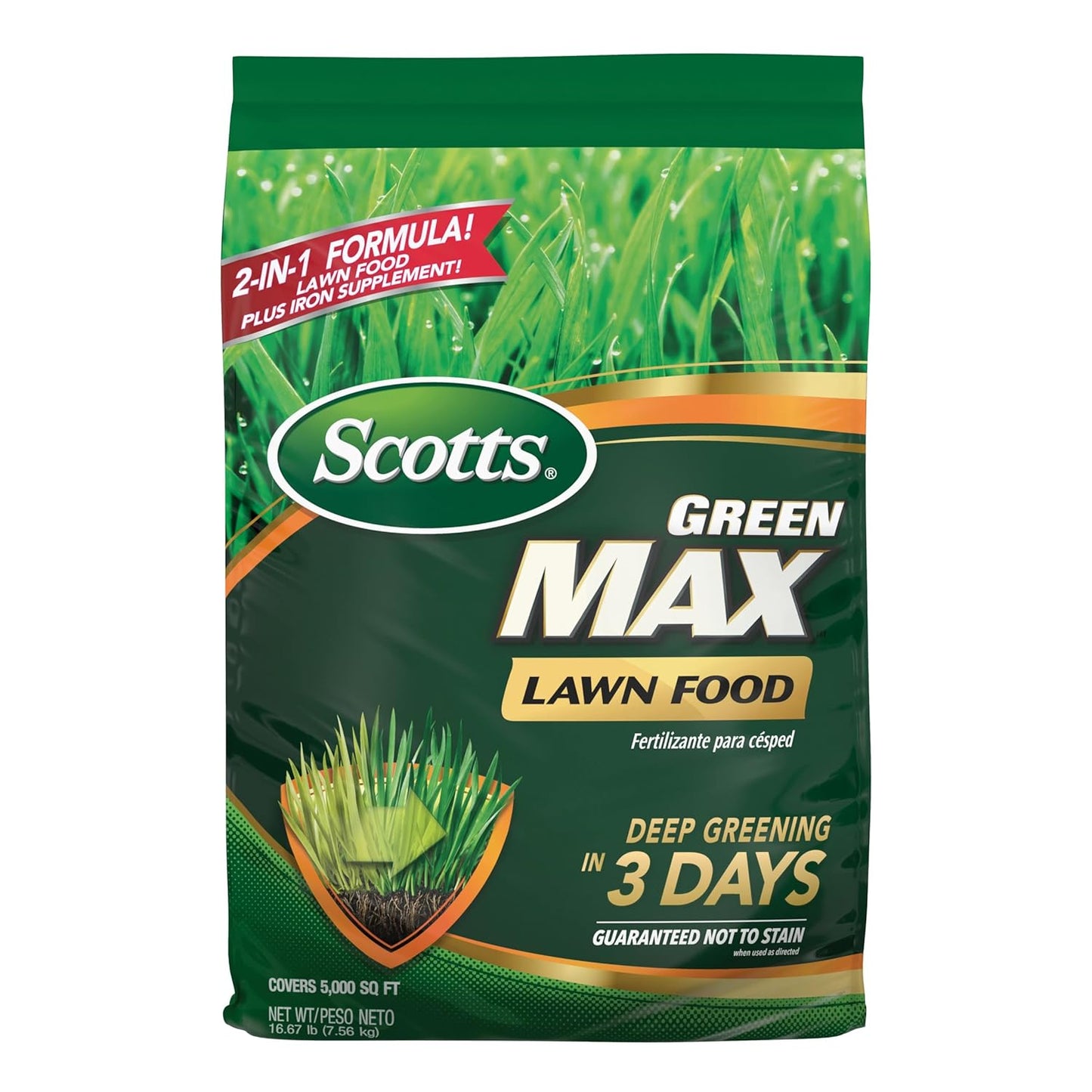 Scotts Green Max Lawn Food - Premium Nutrient-Rich Formula for Lush Lawns | Covers 5,000 Sq. Ft.