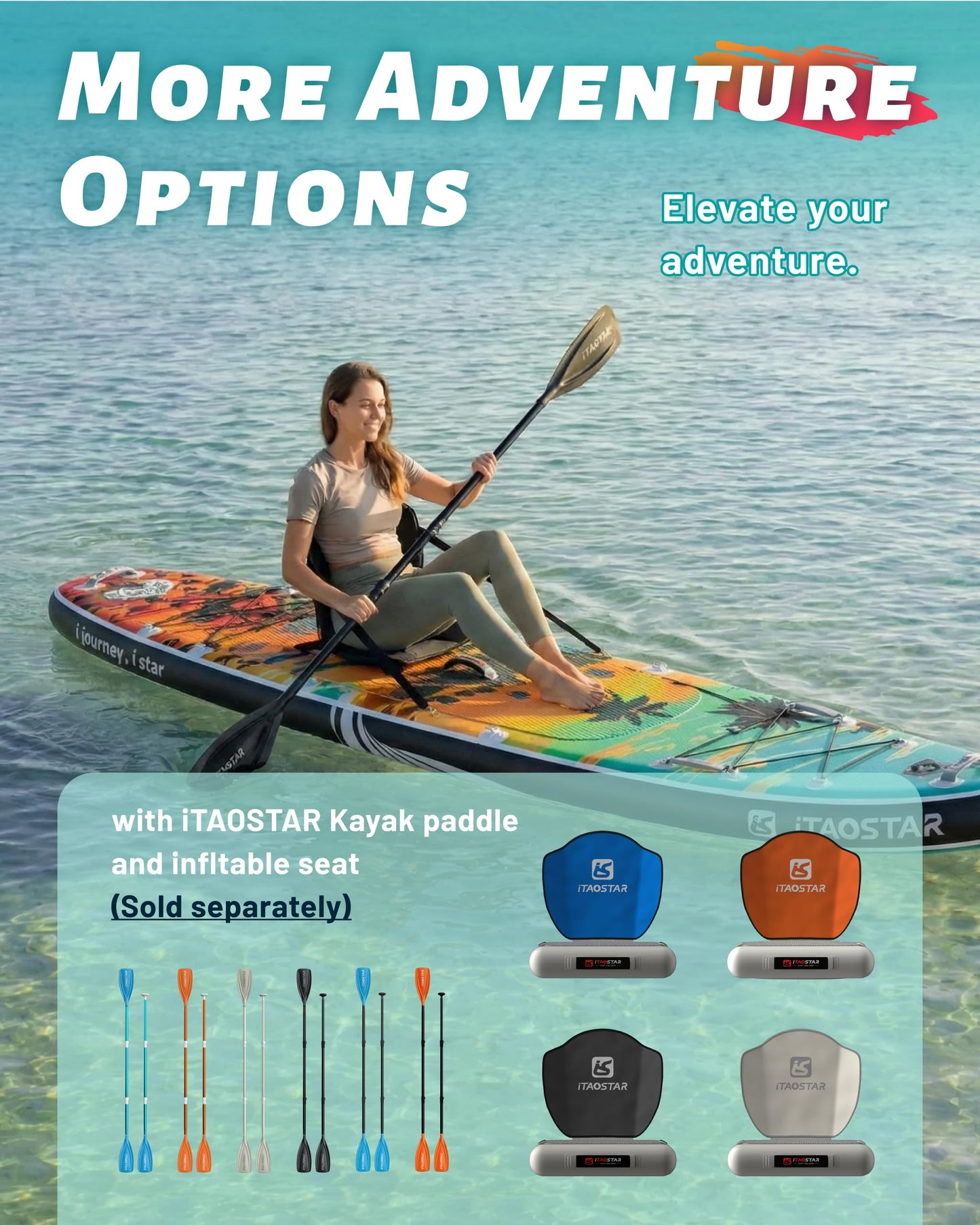 iTAOSTAR N02D 35" Extra Wide SUP for Enhanced Stability - Inflatable Stand Up Paddle Board - Premium Paddle Board Kit for Adults & Youth - All Skill Levels - Includes SUP Accessories