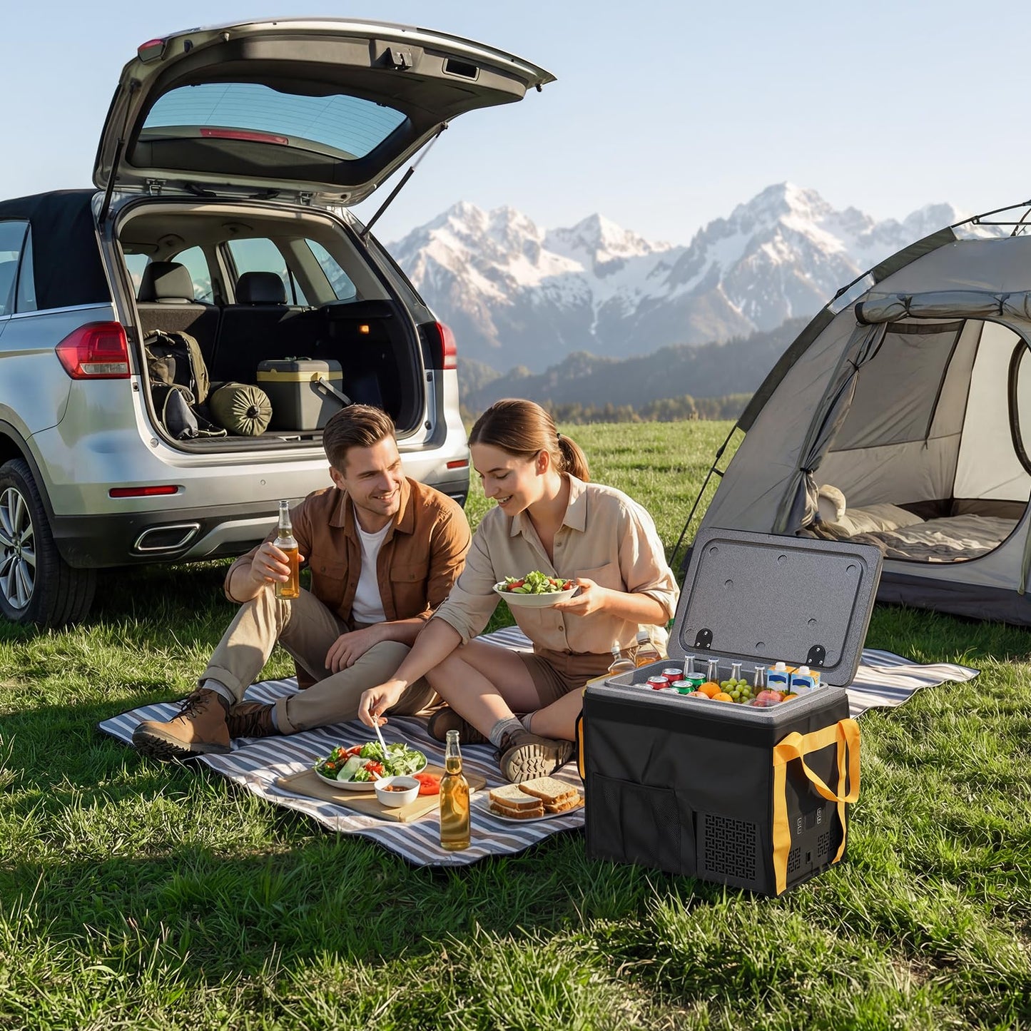 VEVOR 12 Volt Refrigerator, 21.1 QT/ 20L Car Fridge, Portable Ultra-Light EPP Freezer, APP Control Electric Compressor, 12V/24V DC, 14℉ to 50℉, for Truck Van RV SUV Boat Travel Camping