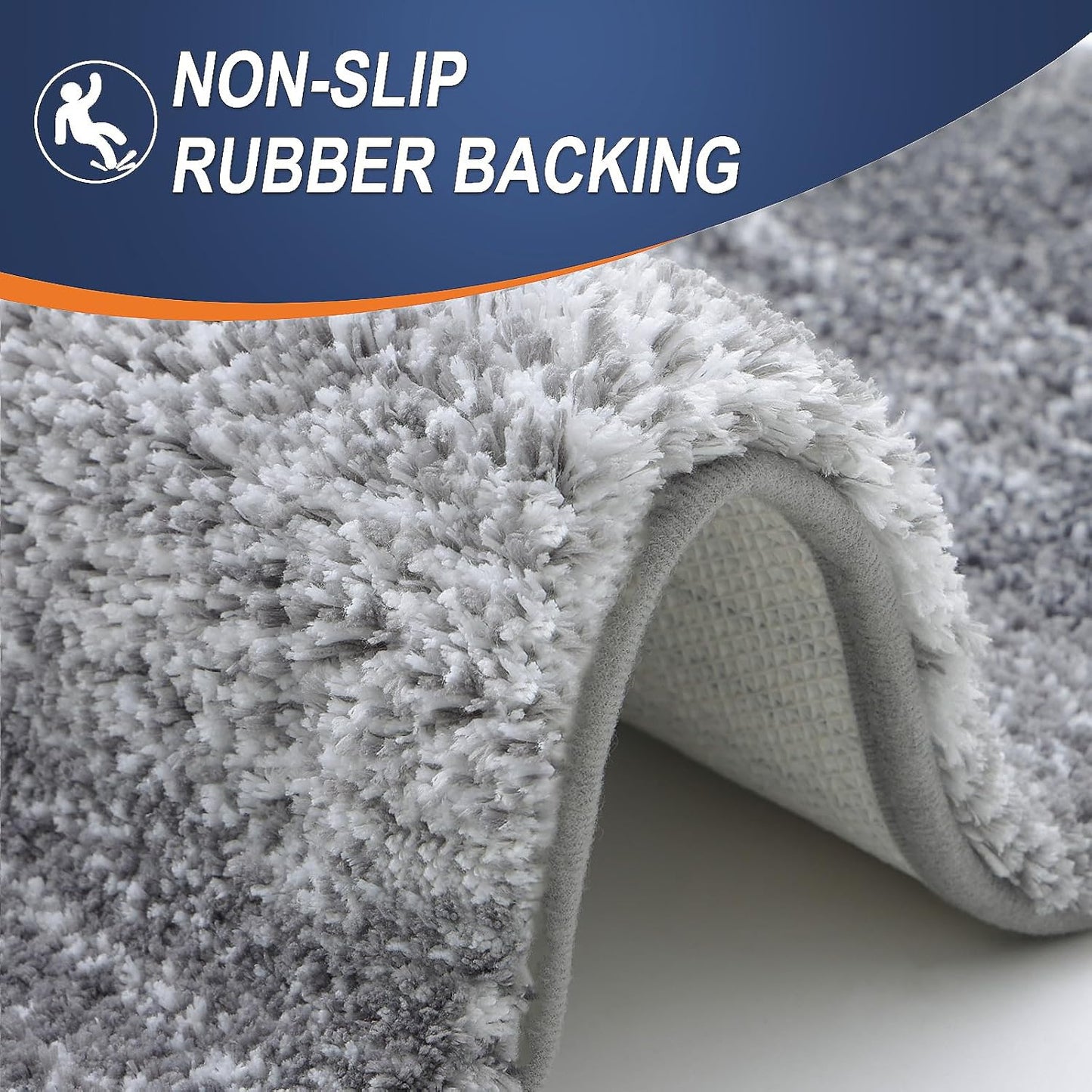 OLANLY Large Bathroom Rugs - Extra Soft Microfiber Mat 44x32 | Quick Dry, Machine Washable, Grey