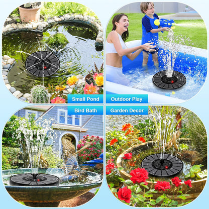 SZMP Solar Fountain - Efficient Outdoor Bird Bath Fountain with 2000mAh Battery | Black Panel