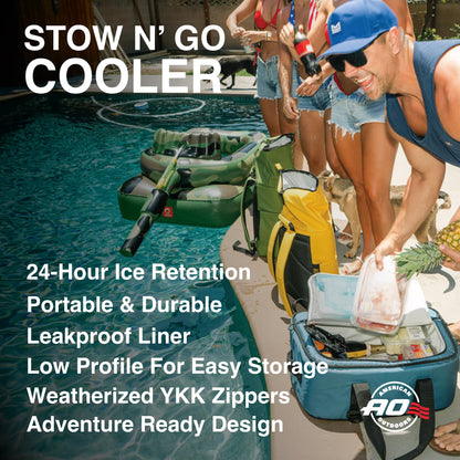 AO Coolers Stow-N-Go Canvas Soft-Sided Cooler, Low Profile and Leak Proof, Insulated for 24-Hour Cold, Smoke, 38-Can