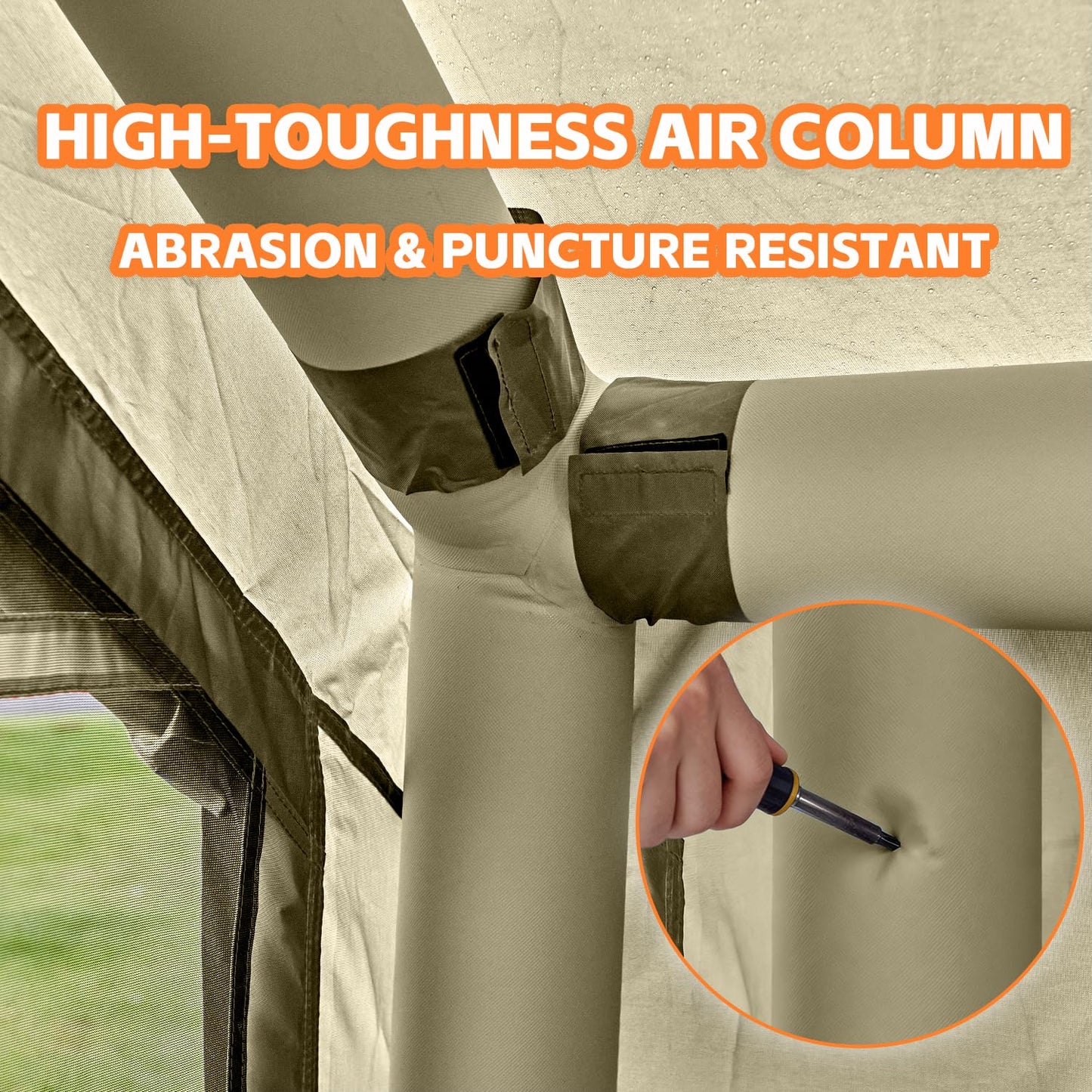 Inflatable Tents for Camping, 4-6 Person Easy Blow Up Tent with Hand Pump,4 Seasons Waterproof Air Inflatable Camping Tent,Hot Tent with Skylight and Stove Jack for Family Camping,Green