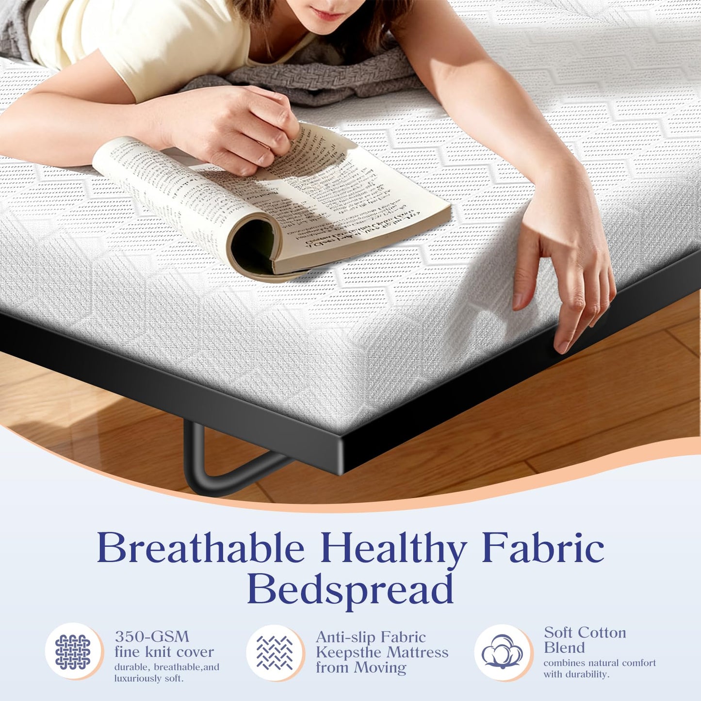 Srora 4 Inch Sofa Bed Mattress Replacement, Queen Size 72" x 59", CertiPUR-US Certified, Foldable Design with Breathable Removable Washable Cover for Sleeper Couch, RV, Guest Room