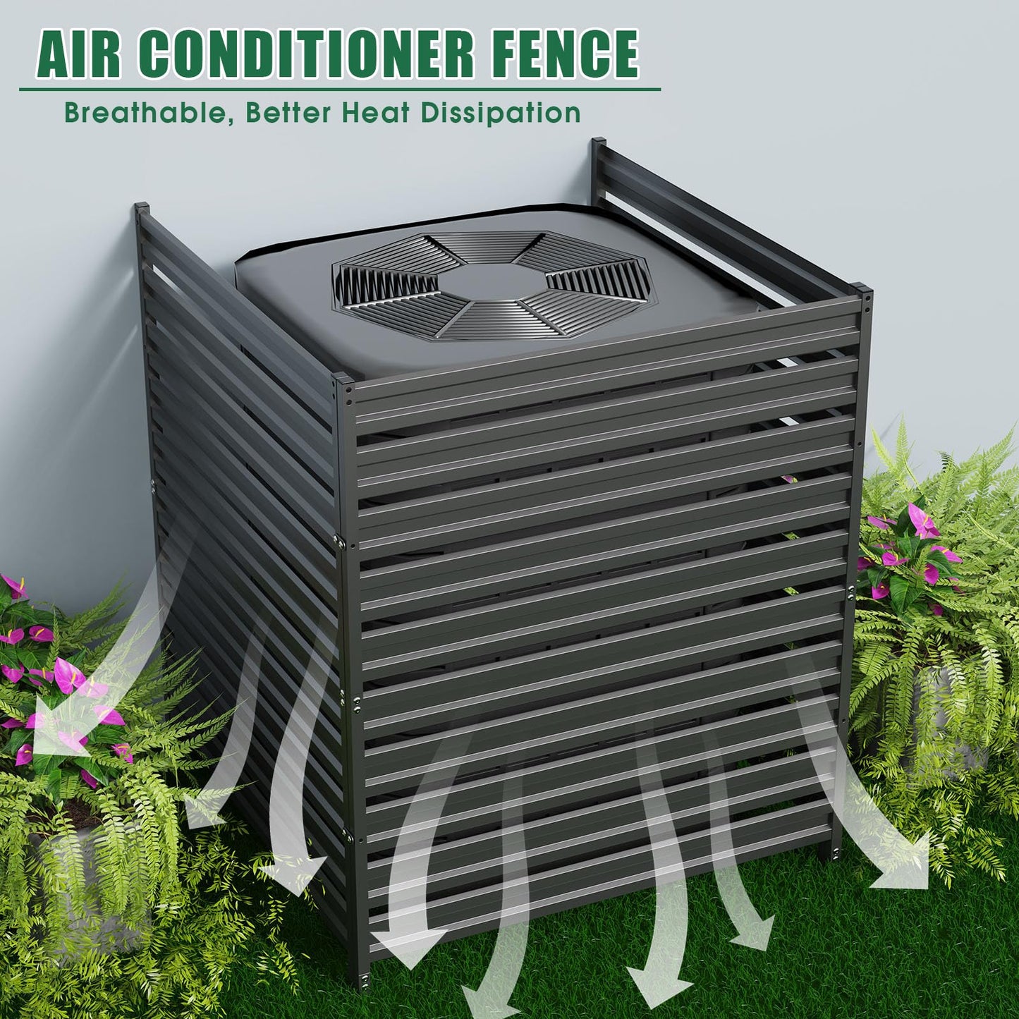 48" H x 48" W (2 Panels) Air Conditioner Fence, Metal Privacy Fence Panels for Outside, AC Unit Fencing, Trash Can Fencing, Pool Equipment Enclosure, Outdoor Privacy Wall for Outside, Patio
