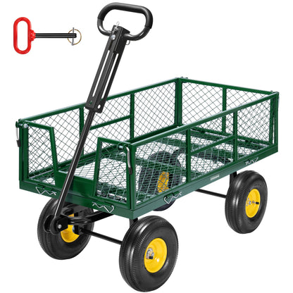 VIVOHOME Garden Cart Steel Heavy Duty 900 LBS Yard and Garden Wagon with 10 inch Tire and Handle Attach to ATV or Tractor Green
