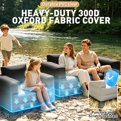 Vusananc Inflatable Couch for Camping, Inflatable Sofa with Built-in Pump, Inflatable Outdoor Camping Couch, Great for Glamping Backyard Beach RV Travel and Music Festival (Double Sofa)