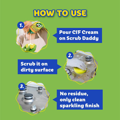 Scrub Daddy All-Purpose Cleaner Cream - Lemon Scent for Glass, Chrome & Marble | 3 Pack (16.9 Oz Each)