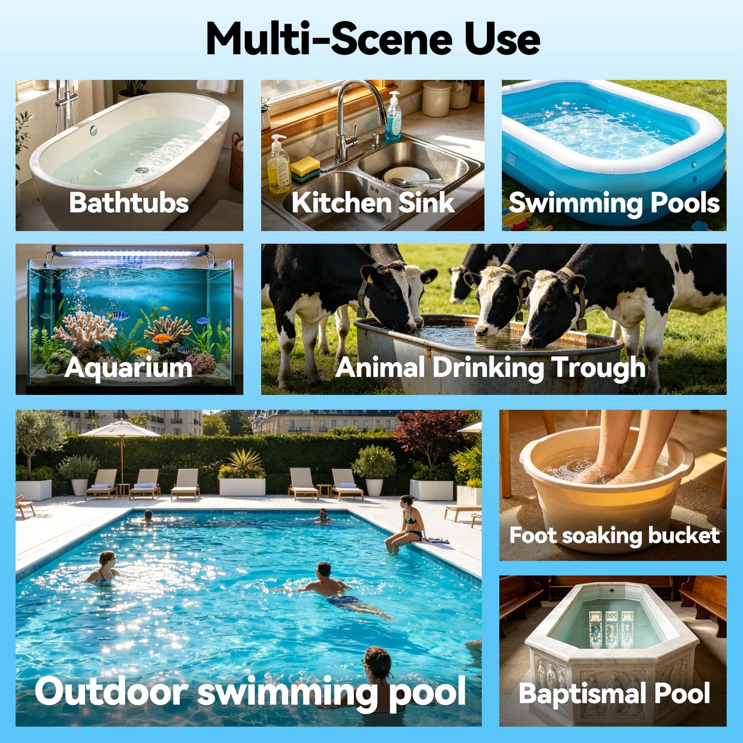 3500W 240V Titanium Fully Submersible Immersion Corrosion-Proof Water Heater, with Leakage Protection & Digital Thermostat, for Seawater Swimming Pool, Large Outdoor SPA, Commercial Large Pool