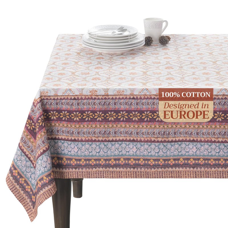 Maison d' Hermine Table Cloth Rectangle Table 100% Cotton 54 x 72 Inches Fall Tablecloth Reusable Everyday Use for Thanksgiving Christmas Decorations Dining Farmhouse Party (Fair Isle)