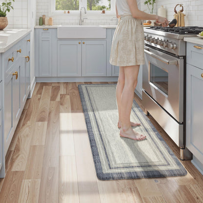 KIMODE Anti Fatigue Kitchen Mats for Floor, Farmhouse Rugs for Kitchen Floor, Cushioned Kitchen Floor Mat Non Slip, Comfort Memory Foam Standing Mat for Laundry Office Sink Desk Blue 24"x59"